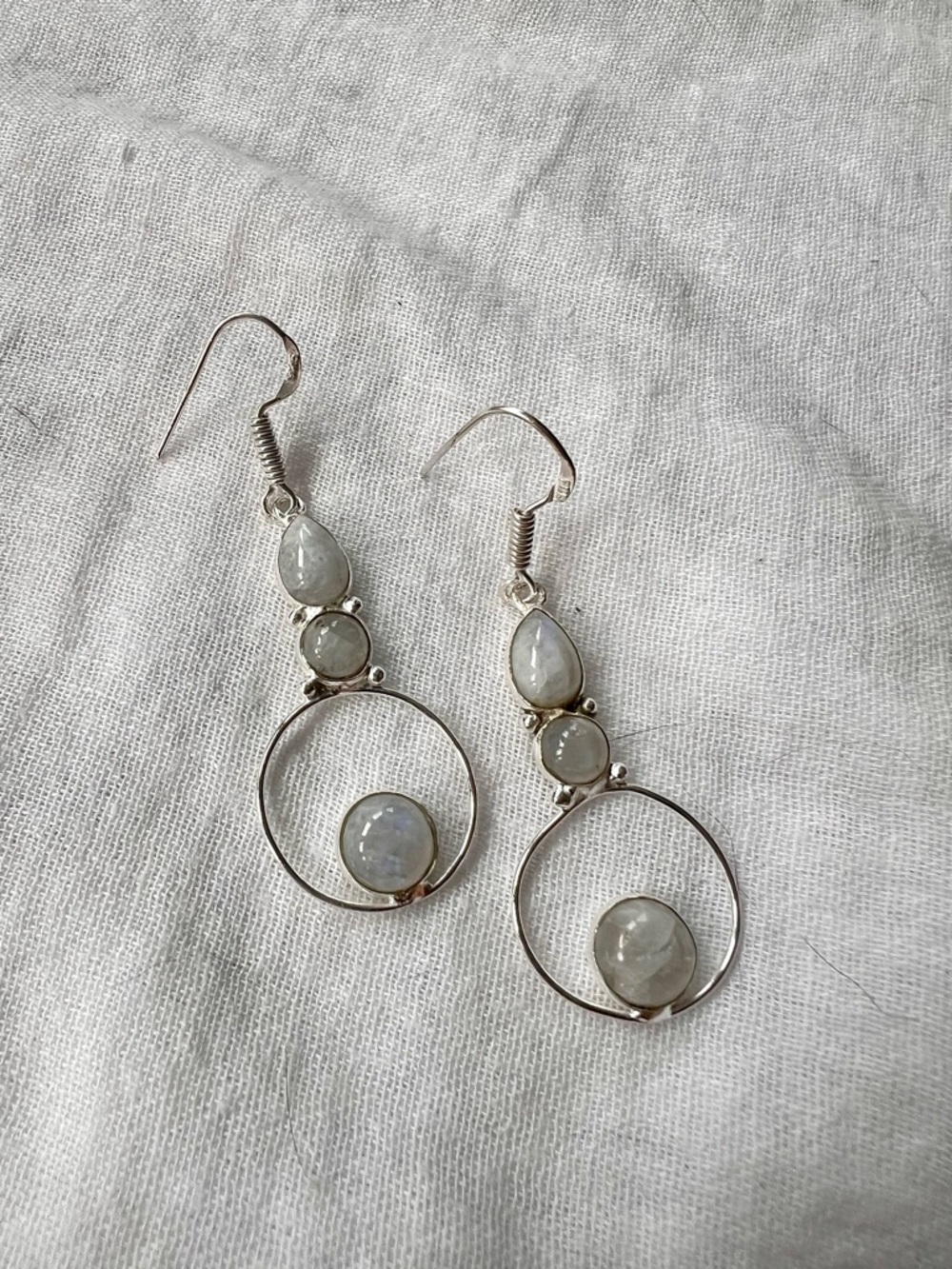 925 Modern Elegant Moonstone Orbit Earrings - Picture 5 of 7